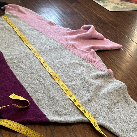 Color Block Oversized Turtleneck Sweater, Black, Purple, Gray, Pink - Picture 5 of 6